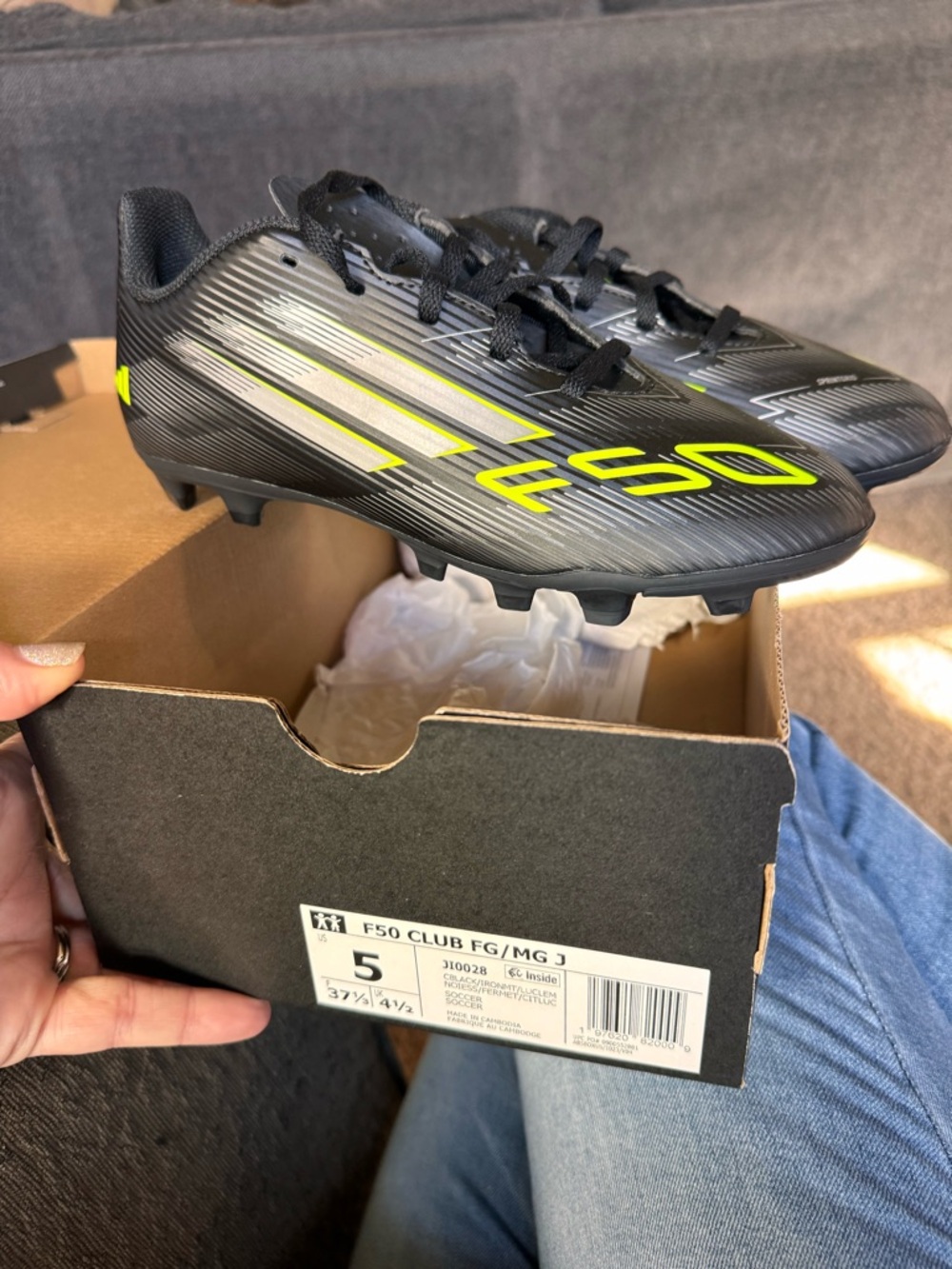 adidas Black Soccer Cleats with Neon Yellow Accents